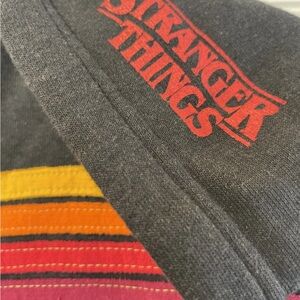 Aviator Nation Stranger Things Grey Sweatshirt with Red and Yellow Accents